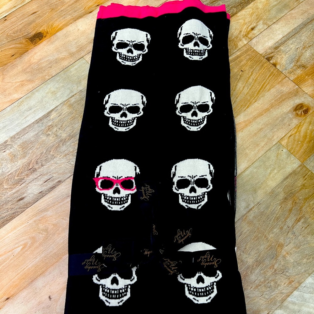 Spooky Night 50” X 60” Throw. Black, White, and Hot Pink.